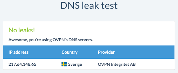 DNS leak test