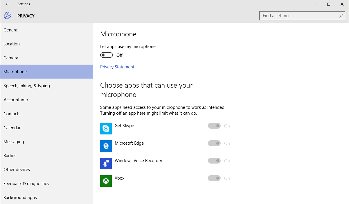 Windows 10 – Disable microphone