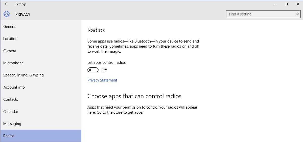 Windows 10 – Disable radio