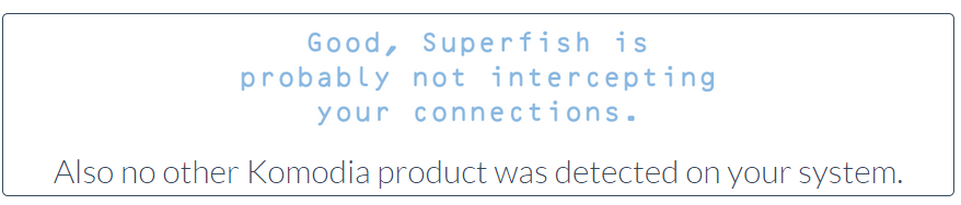 Superfish – not affected