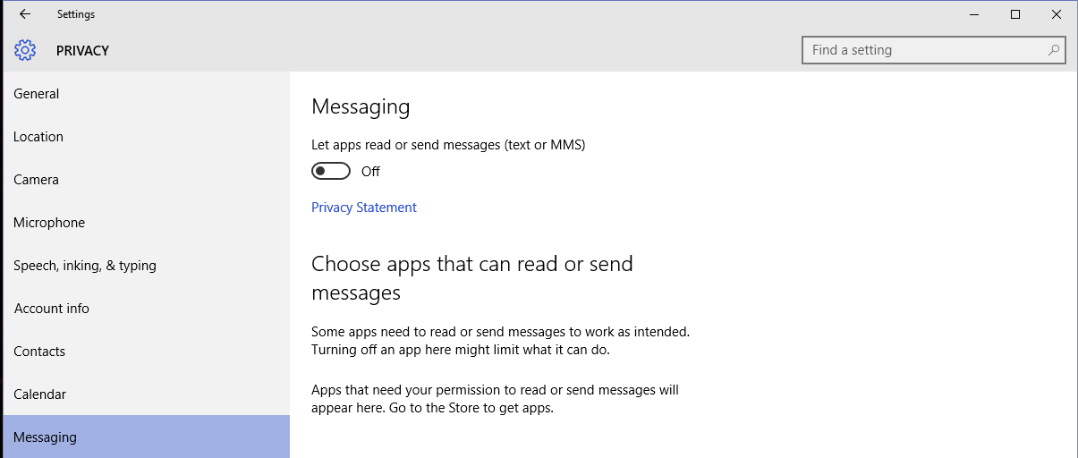 Windows 10 - Disable the sharing of messages to apps