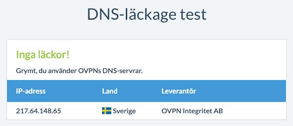 Ingen DNS-läcka